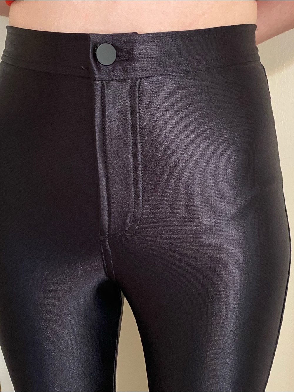 American Apparel disco pant shiny high-waisted Leggings size XS NWOT button zip - Picture 3 of 8
